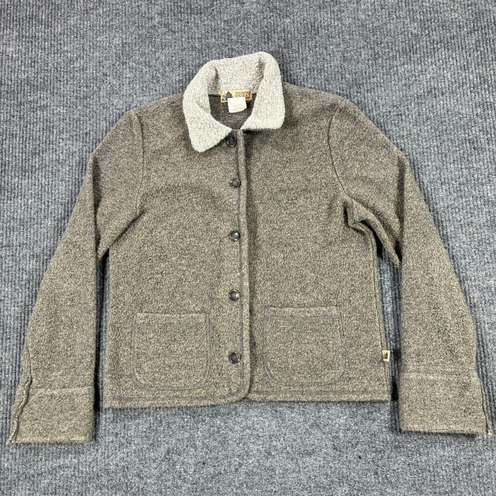 Vintage 90s Unlimited Quest Mens Size M Sherpa Collar Knit Jacket Canada Made